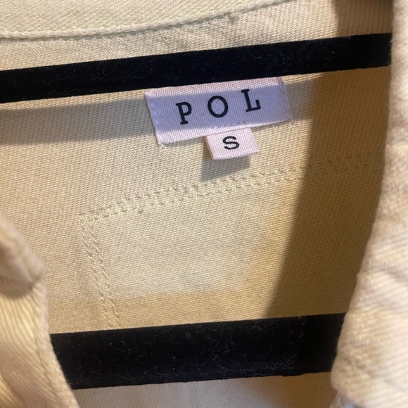 POL yellow denim shirt/shacket with crochet designed sleeves - Picture 4 of 4